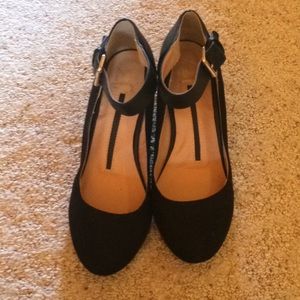 Ladies black wedge heels sz 8.5